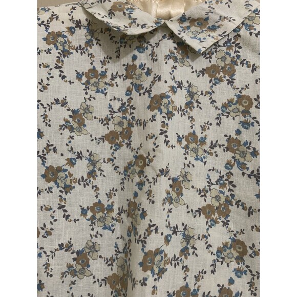 Yoli & Otis Girls Floral Blouse Beige & Brown Long Sleeve Linen/Cotton Size 6Y - Picture 3 of 6